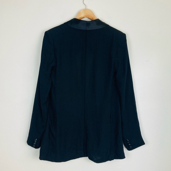 BLK DNM satin lapel open tuxedo style jacket in black. Size small. - Picture 4 of 5